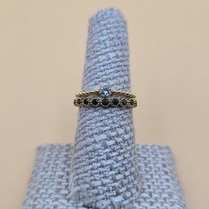 Size 7 Gold Over Sterling Silver Topaz With Onyx Gem Accents Ring A5471